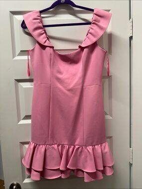 MILLY Pink Ruffle Mini Dress